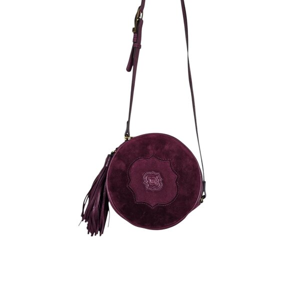 orYany Embossed Leather Suede Canteen Crossbody Bag, Burgundy - Picture 2 of 10